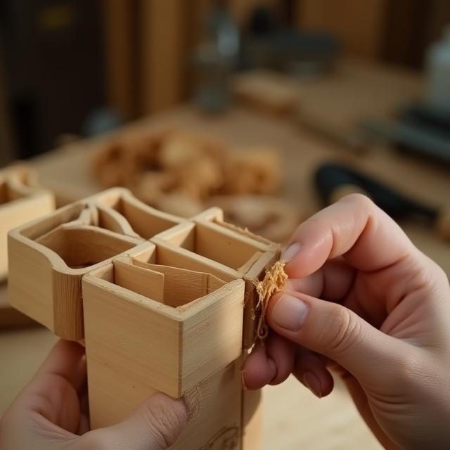 Artisan crafting bamboo organiser