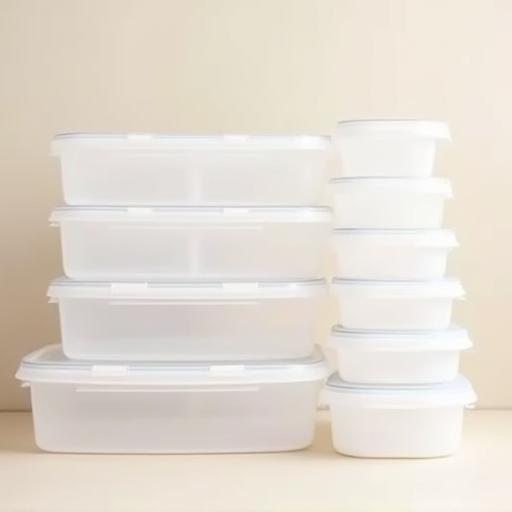 Stackable storage containers neatly arranged